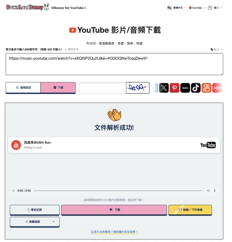 DownLoadBunny 免安裝 YT 音樂下載器
