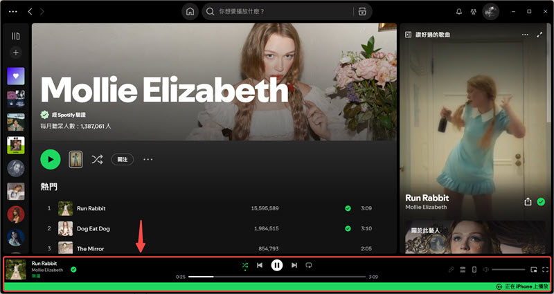 切換裝置播放 Spotify 音樂