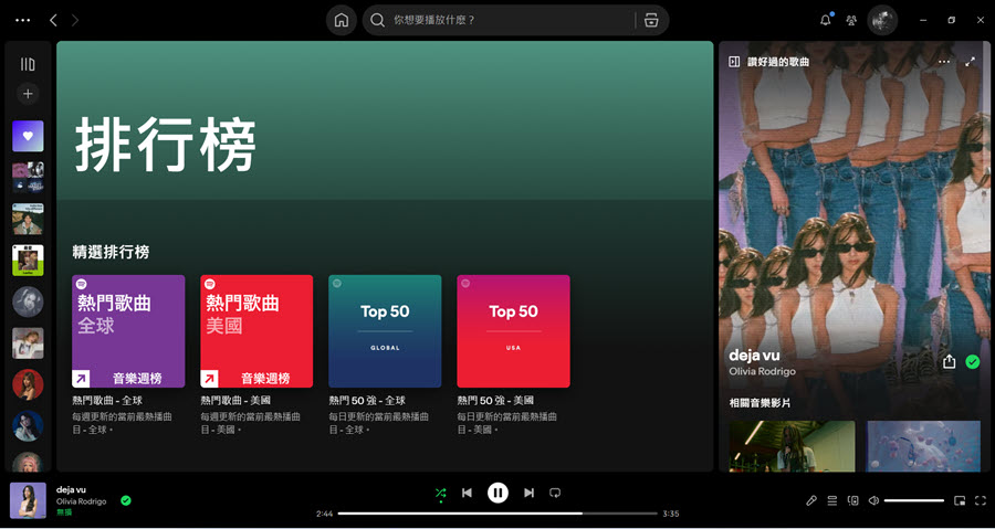 Spotify 曲庫排行榜單分類